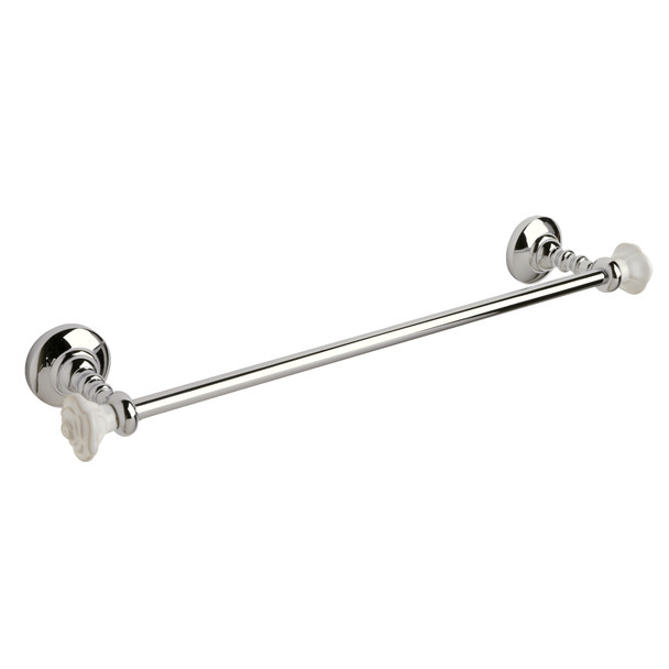 Premium Solid Brass, 24" Towel Bar, Polished Chrome w/ White Roses (CENT81760-26W)