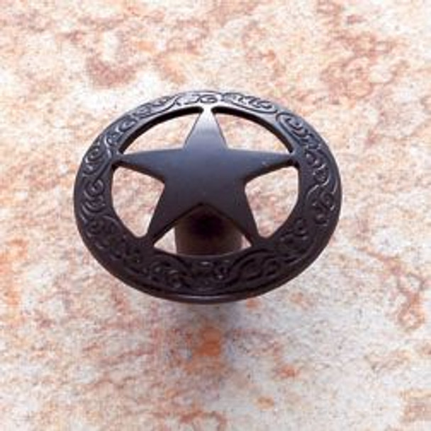 Oil Rubbed Bronze Finish 1 7/16" Medium Star Knob with Braided Edge(JVJ07220)