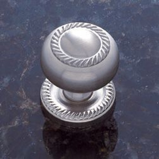 Satin Nickel Finish 1 1/4" Rope Knob with/Back Plate(JVJ34546)