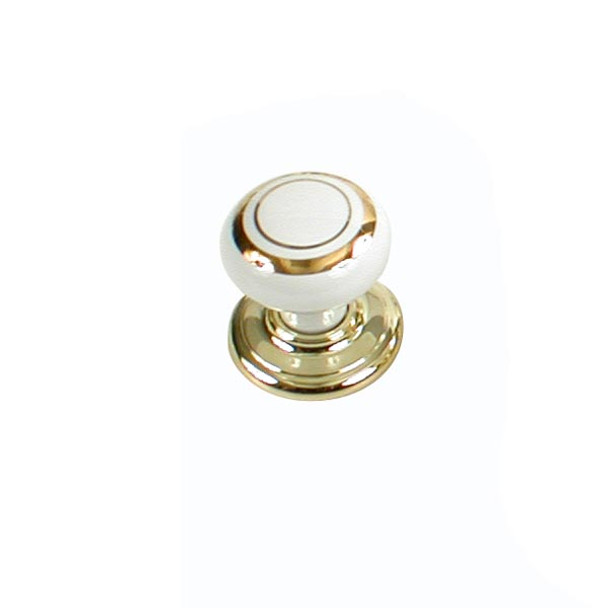 KNOB CABINET WHITE & GOLD/BRAS (RLU-9148130303)