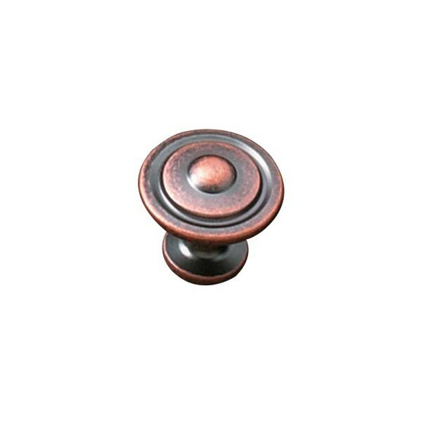 32mm Dia. Rustic Village Expression Ringed Round Knob - Burnished Brass (2920BB)