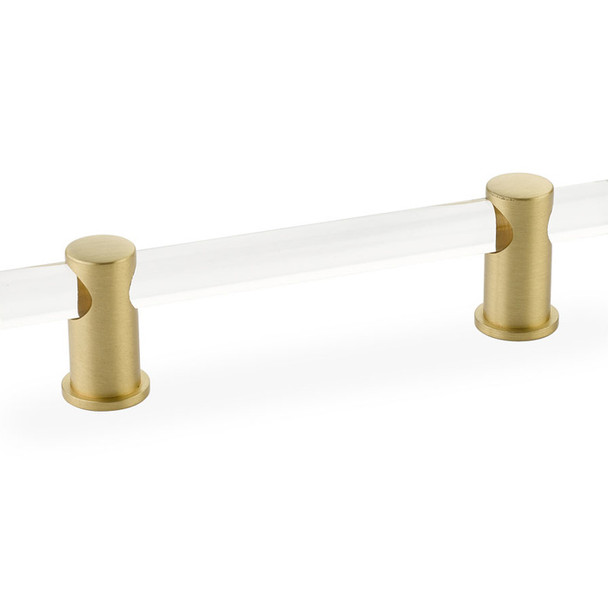 Pull, Adjustable clear acrylic, Satin Brass, 4" cc (SCH404-SB)