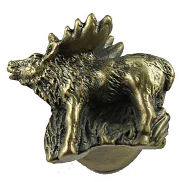 Standing Elk Knob - Antique Brass (SIE-681297)