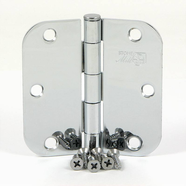 Stone Mill Hardware - 3.5" Polished Chrome Door Hinge 5/8" Radius with Screws - (2 Pack) - SMH-SMH3558-CH - Knobbery.com