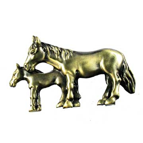 Mare and Foal Pull - Antique Brass (SIE-681447)