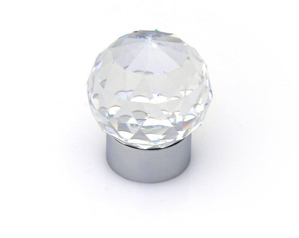 Round Swarovski Crystal Knob, Bright Chrome, 30mm Overall (TPXP9376CRL.30-001)