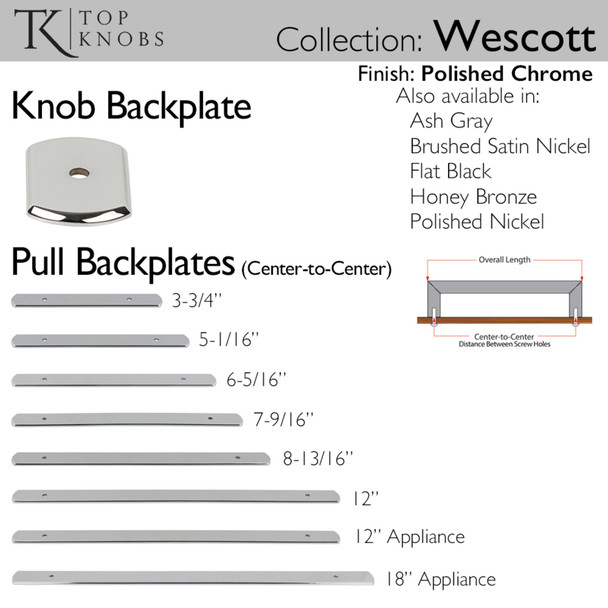 8-13/16" CTC Wescott Backplate - Polished Chrome
