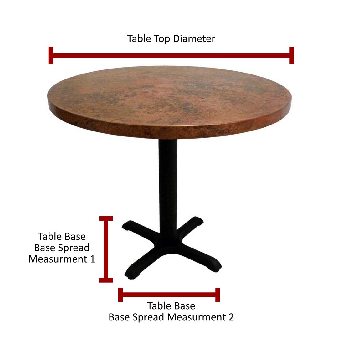 Circle Table Top Measurements - Base Spread and Diameter