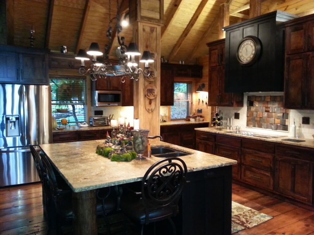 Full view of rustic remodeled kitchen