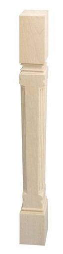 Wood Post, square, Regency, maple, 34 1/2 x 3 1/2 x 3 1/2