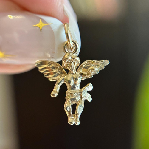 Small 10KT Little Angel Charm or Pendant, Detailed Baby Angel, Cute Gold Charm, Gift for Communion/Baptism/Confirmation Bracelet Addition Small 10KT Little Angel Charm or Pendant, Detailed Baby Angel, Cute Gold Charm, Gift for Communion/Baptism/Confirmation Bracelet Addition