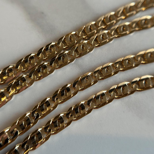 Estate 14KT Gold Flat Curb Chain, Wide Style Intricate Yellow Gold Unisex Design Necklace, 20" Long - 2.9mm Wide, Simple Gold Jewellery Estate 14KT Gold Flat Curb Chain, Wide Style Intricate Yellow Gold Unisex Design Necklace, 20" Long - 2.9mm Wide, Simple Gold Jewellery