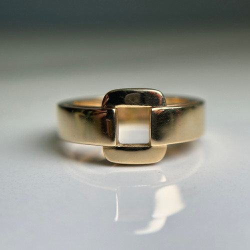 Stunning 14KT Italian Gold Square Open Buckle Ring – Art Deco Style High Polish Estate Ring Size 7 US Stunning 14KT Italian Gold Square Open Buckle Ring – Art Deco Style High Polish Estate Ring Size 7 US