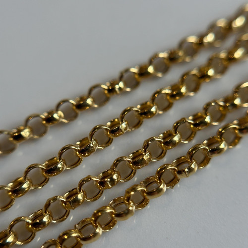 Thin 14KT Yellow Gold Rolo Chain, Italian-Made Stackable Shiny Dainty Thin Gold Necklace, Preloved Jewellery, Estate Gold Size 16" Long