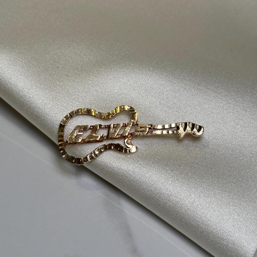 ELVIS Pendant, Estate 10KT Gold Electric Guitar, Guitar Gold Jewellery, Yellow Gold Pendant for Music Lover, Guitar Player Gold Charm