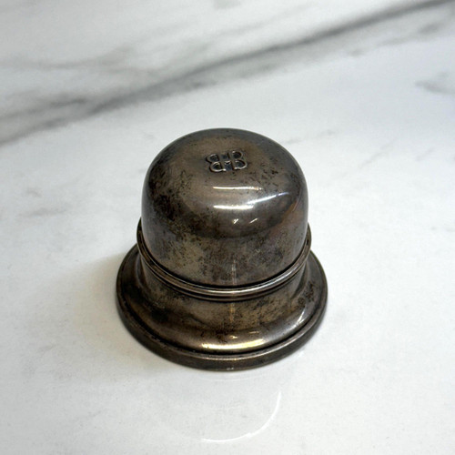 Vintage Dome Birks Ring Box, Engagement/Wedding Style Sterling Silver Ring Box, BIRKS One Ring Hinged Circle Silver Ring Box