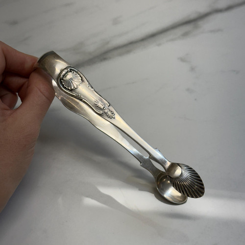 Antique Victorian Scottish Edinburgh Sterling Silver Tongs, 1800s Silver Pattern Tongs, Sugar Cube Tongs, Hallmarked Collectible Tableware