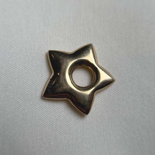 Cute Puffy Star 14KT Gold Pendant, Connector Charm - Hollow High Polish Yellow Gold, Estate Jewellery, Adorable and Versatile Gold Jewelry