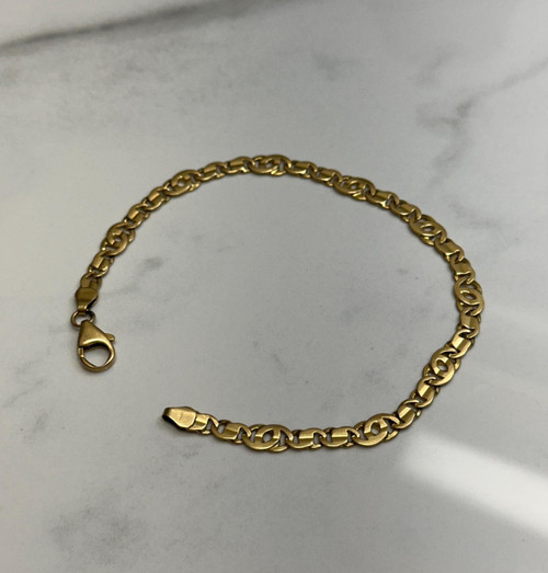 Anchor Links 18K Yellow Gold Solid Links Bracelet 8.5" Long