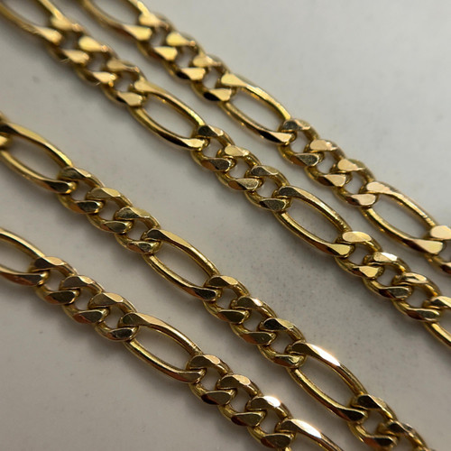 Estate 14KT Gold Figaro Chain, Classic Figaro Yellow Gold Chain Necklace, Long 24", Everyday Jewelry