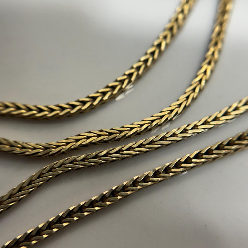 Vintage thing 14KT Yellow Gold Wheat Chain Necklace 18" Long Everyday Jewelry Preloved
