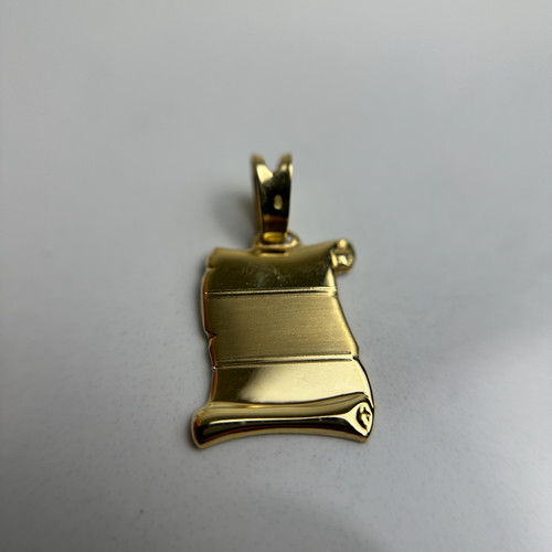Vintage 18K Gold Scroll Pendant | Italian 750 Engravable Charm