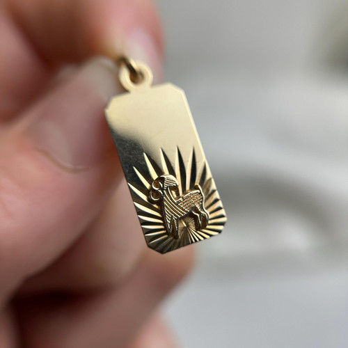 Vintage 10K Gold Aries Zodiac Charm Pendant | Ram Horoscope Tag