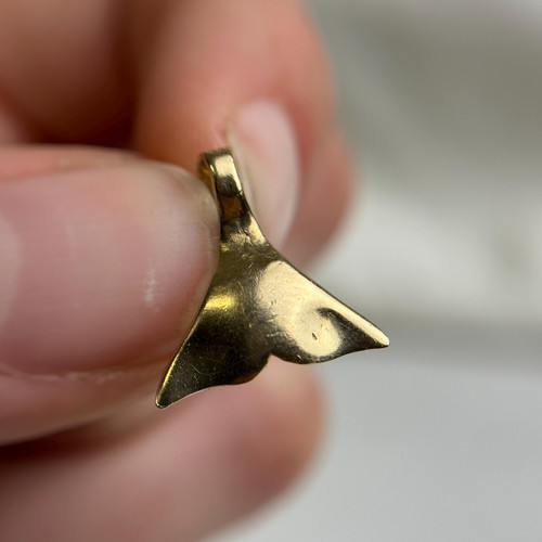 Vintage 10K Gold Whale Tail Charm | Small Ocean Pendant