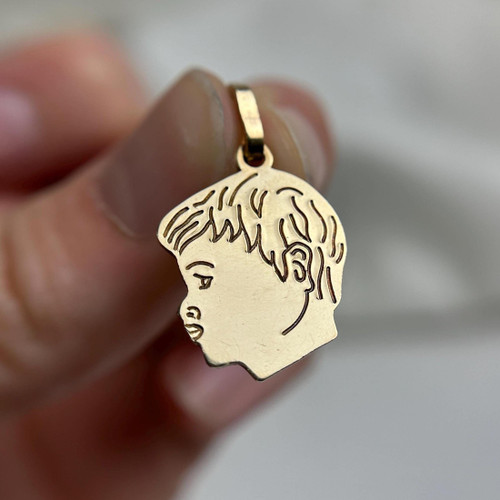 Vintage 10K Gold Boy Silhouette Charm Pendant | Child Profile Keepsake