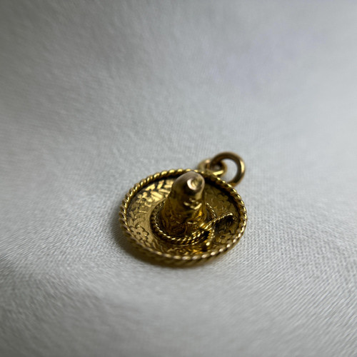 Vintage 14K Gold Sombrero Charm | Mexican Hat Pendan