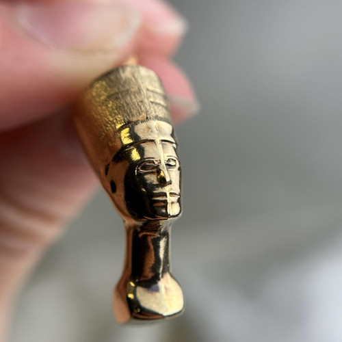 Vintage 10K Gold Nefertiti Charm – Egyptian Queen Bust Pendant