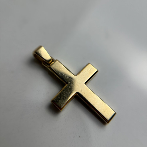 Vintage 10K Yellow Gold Cross Pendant – Solid Gold Religious Charm