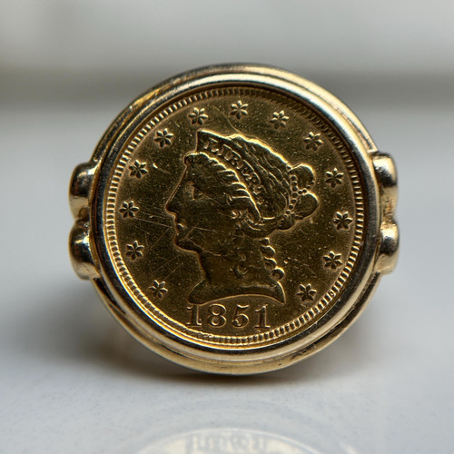 Vintage 14K Gold 1851 Liberty Head Coin Ring