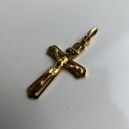 Vintage 10K Gold Crucifix Cross Pendant | INRI Jesus Charm