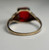 Cute Red Stone Pinky Ring, Estate 10KT Yellow Gold Small Ring, Emerald Cut Red Glass Stone, Ring Stack Thin Band Design Kids Band Size 4 US