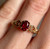 Cute Heart Ring Solid 10KT Gold, Estate Synthetic Red Stone Jewellery, Heart Shoulder Stackable Gift for Her Pretty Red Ring Size 6.25 US