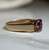 Estate 10KT Amethyst Ring, Oval Cut Solitaire Purple Gemstone Ring, Wide Band Yellow Gold Stacking February Birthstone Ring Size 6 US