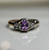 Estate 10KT Gold Purple Stone Ring, Two Toned Gold and Oval Cut Light Purple Centre Stone, Decorative White and Yellow Gold Ring Size 4.5 US