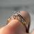 Platinum and 18KT Yellow Gold Diamond Ring, Gorgeous Sparkly Engagement Style Silver Coloured Band, Incredible Wedding Ring Size 6 US