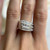 Stunning 18KT White Gold Diamond Ring, Asymmetrical Design Wide Band, Star and Circle Cut Out Band, Brilliant Cut Diamond Ring Size 6.75 US
