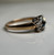 Estate 10KT Gold Star Flower Ring, Blue Centre Flower Star Ring, Adorable Simple Clear & Blue Cluster Ring, Stackable Sparkly Ring Size 5.75
