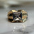 Estate Diamond 10KT Gold Signet Ring, Solitaire Stone Square Top Men's Style Ring, Two-Toned White and Yellow Gold Band Size 9.5 US