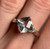 Estate 10KT White Gold Unique Cut Stone Ring, Funky Clear Gemstone Ring with Size Accent Stones, Diamond Shaped Ring Size 6.75 US
