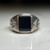 Vintage 10KT White Gold Synthetic Iolite and Glass Ring, Unisex Mens Style Signet Ring, Large Deep Blue Centre Stone Size 10 US