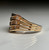 Three Tiered Yellow Gold Diamond V Ring, Wide Band Estate Jewellery, Nine Stone Sparkly 14KT Statement Band Size 5.5 US