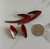 Vintage NORWAY Knut Andres Rasmussen Abstract Modernist Jewellery Set, Red Guilloche Enamel Sterling Silver Brooch and Clip On Earring Set