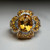 Stunning Flower Sparkly Design Cocktail Ring, Estate 14KT Yellow Gold Oval Cut 4.75ctw. Citrine Quartz and Diamonds Ring Size 10.25 US