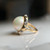 Large Mabe Pearl Ring, 14KT Yellow Gold Cluster Diamond Dinner Ring, June Birthstone Cabochon Dome Pearly White, Estate Jewellery Size 6 US