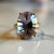 Fancy Oval Amethyst Ring, Estate 10KT Yellow Gold Purple Stone Tapered Band Cotton Candy Decorative Cut Jewelry, Large Statement Size 6.5 US