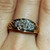 Estate 10KT Gold Diamond Ring, Marquise Shaped Diamond Studded Wide Band White and Yellow Gold, Cocktail Sparkly Jewellery Size 6.75 US